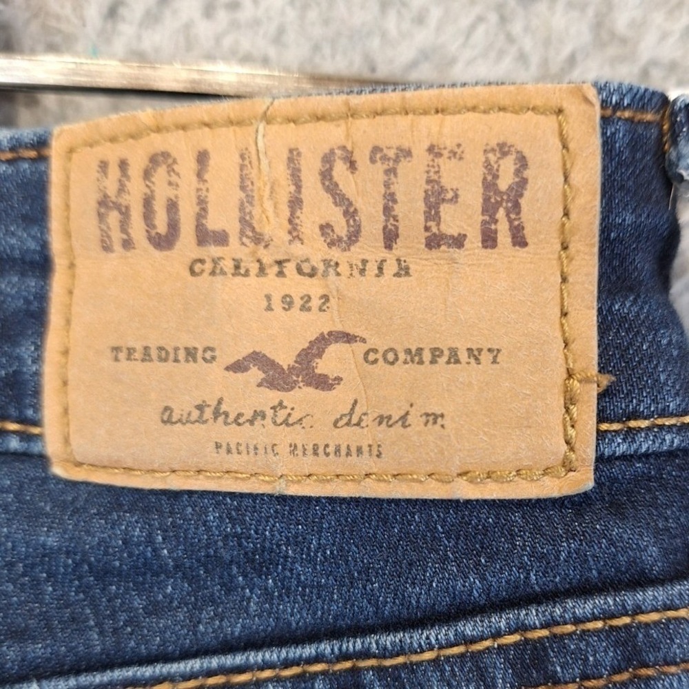 Hollister Jeans Womens 3R (Fits 30x29) Blue Denim Whiskered Super Skinny Leg - Picture 6 of 9
